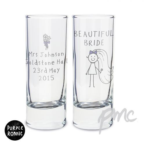 Personalised Purple Ronnie Bride Shot Glass