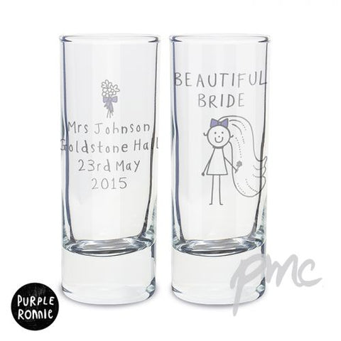Personalised Purple Ronnie Bride Shot Glass