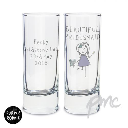 Personalised Purple Ronnie Female Wedding Shot Glass