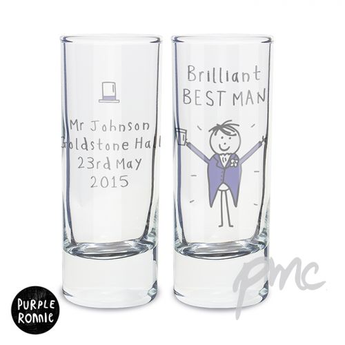 Personalised Purple Ronnie Wedding Male Shot Glass