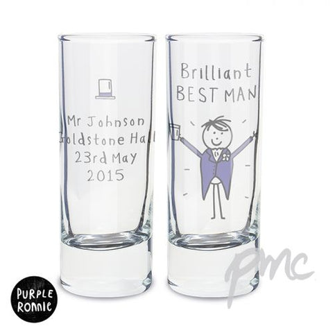 Personalised Purple Ronnie Wedding Male Shot Glass