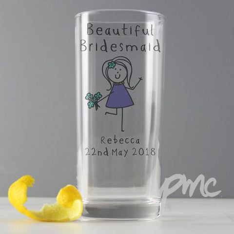 Personalised Purple Ronnie Female Wedding Hi Ball Glass