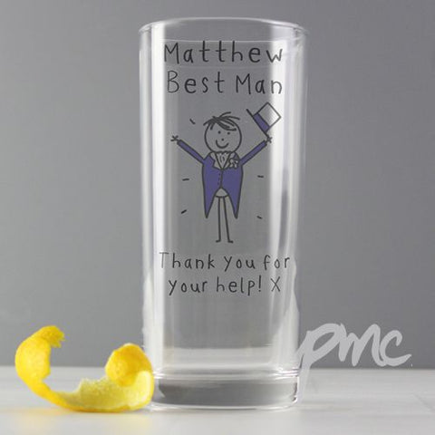 Personalised Purple Ronnie Wedding Male Hi Ball Glass