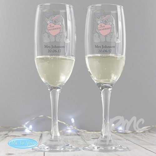 Personalised Me To You Wedding Pair of Flutes with Gift Box