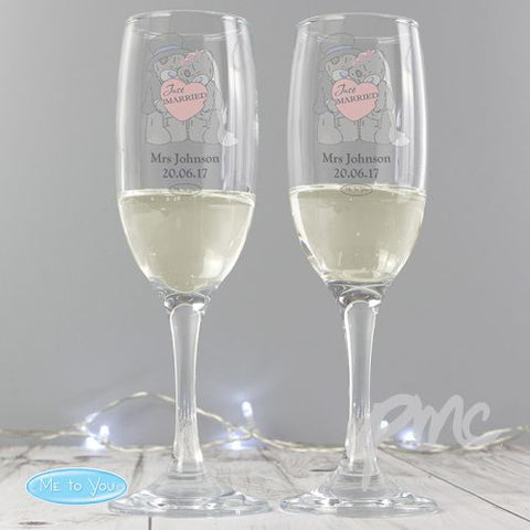 Personalised Me To You Wedding Pair of Flutes with Gift Box