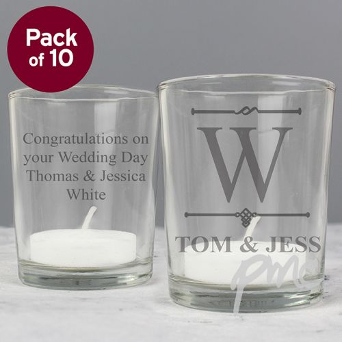 Personalised Pack of 10 Decorative Initial Votive Candle Holders
