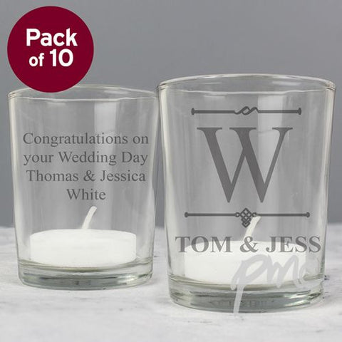 Personalised Pack of 10 Decorative Initial Votive Candle Holders