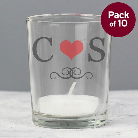 Personalised Pack of 10 Monogram Votive Candle Holders