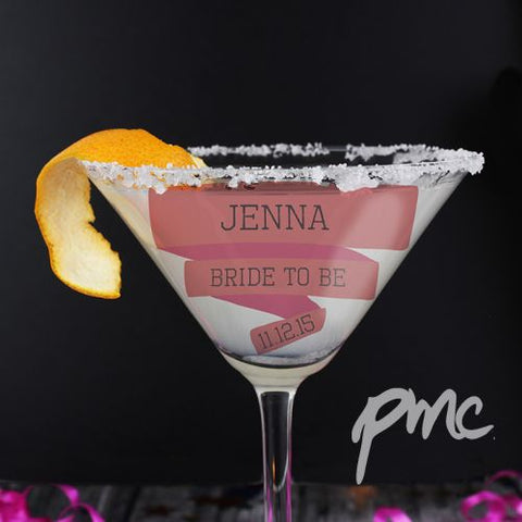 Personalised Pink Banner Cocktail Glass