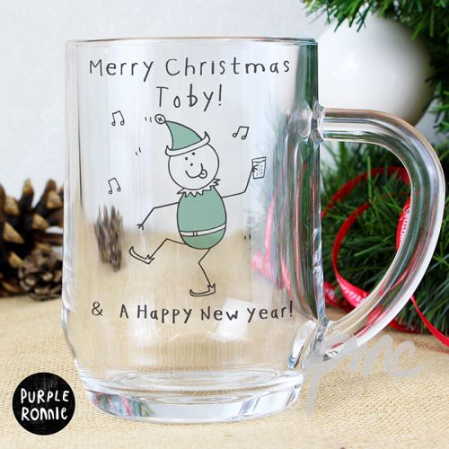 Personalised Purple Ronnie Christmas Elf Tankard