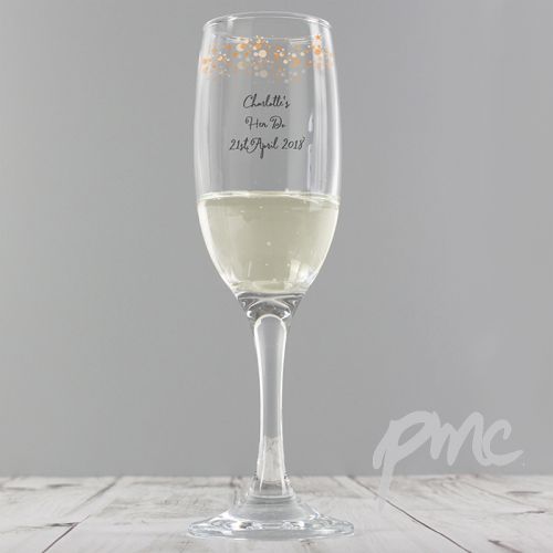 Personalised Gold Stars Glass Flute