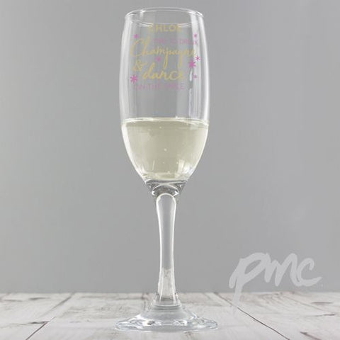 Personalised Time To Drink Glass Flute