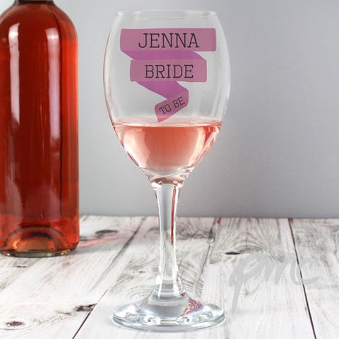 Personalised Pink Banner Wine Glass