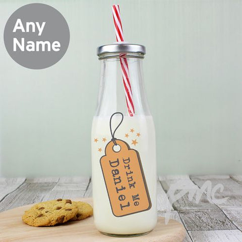 Personalised Drink Me Milk Bottle