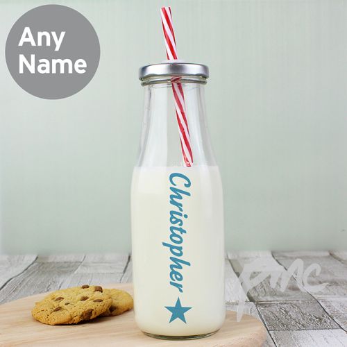 Personalised Star Motif Milk Bottle