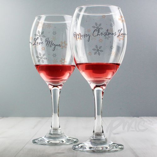Personalised Snowflake Wine Glass
