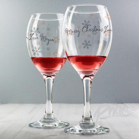 Personalised Snowflake Wine Glass