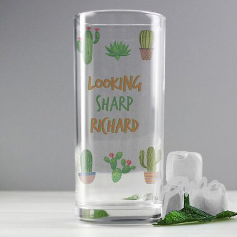 Personalised Cactus Hi Ball Glass