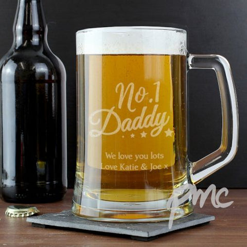 Personalised No.1 Daddy Glass Pint Stern Tankard