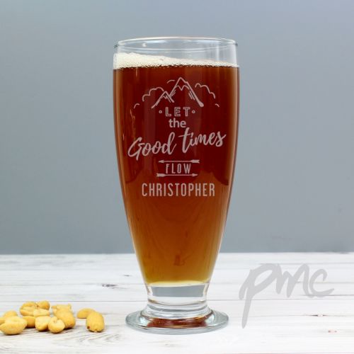 Personalised Let the Good Times Flow Craft Ale Beer Glass