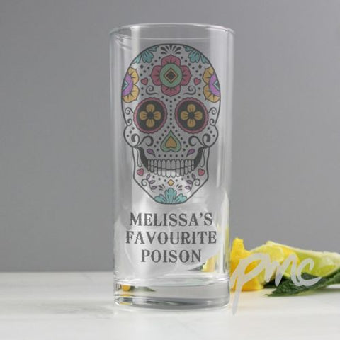 Personalised Sugar Skull Hi Ball Glass