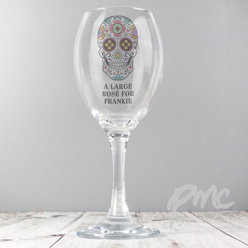 Personalised Sugar Skull Wine Glass