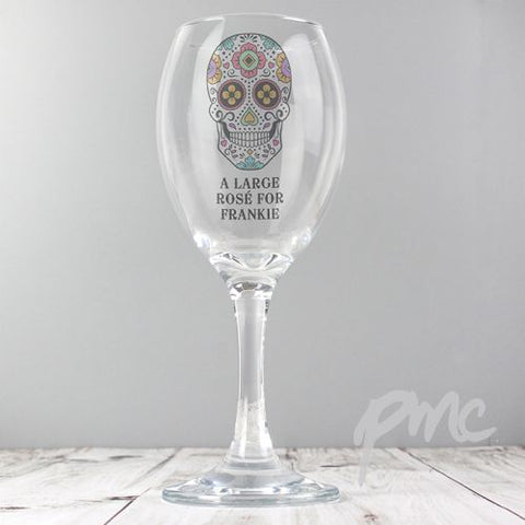 Personalised Sugar Skull Wine Glass