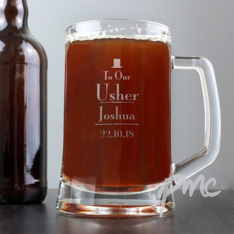 Personalised Decorative Wedding Usher Stern Half Pint Tankard