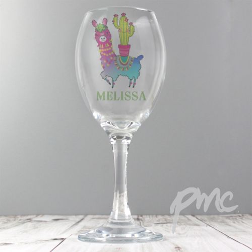 Personalised Llama Wine Glass