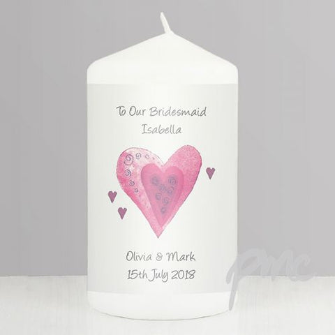 Personalised Hearts Candle