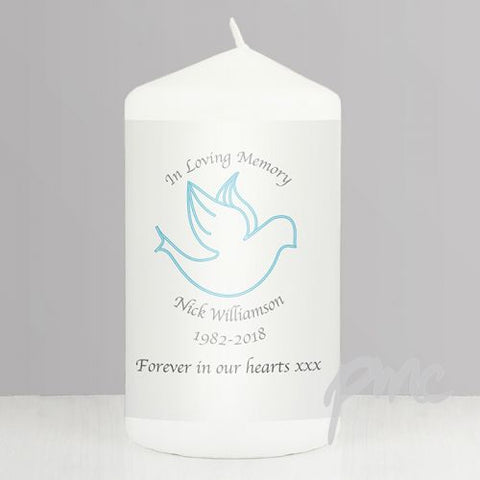 Personalised In Loving Memory Blue Candle