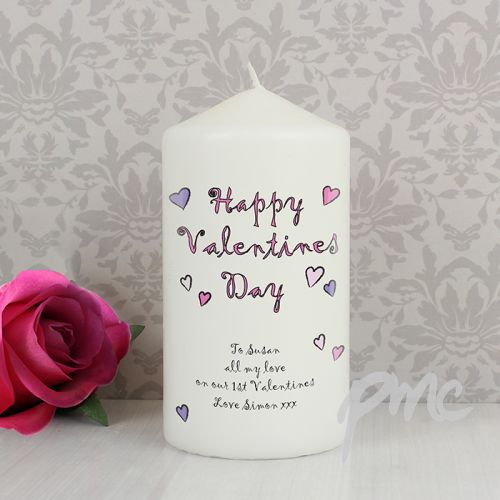 Personalised Flowers and Butterflies Happy Valentines Day Candle