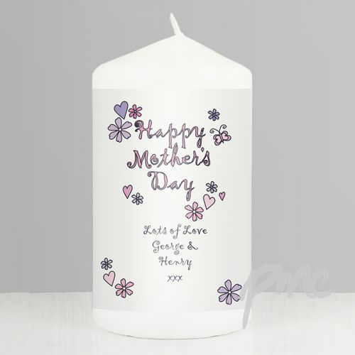 Personalised Flowers and Butterflies Happy Mothers Day Candle