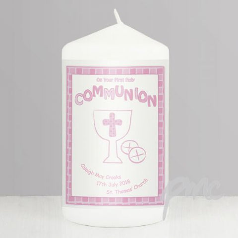 Personalised Pink First Holy Communion Candle