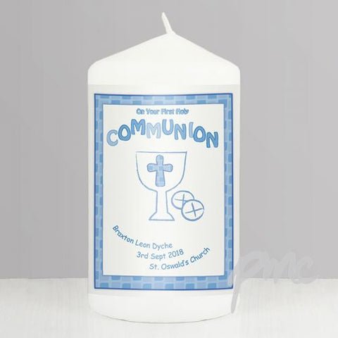 Personalised Blue First Holy Communion Candle