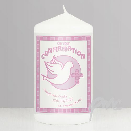 Personalised Confirmation Candle Pink