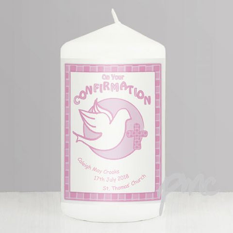 Personalised Confirmation Candle Pink
