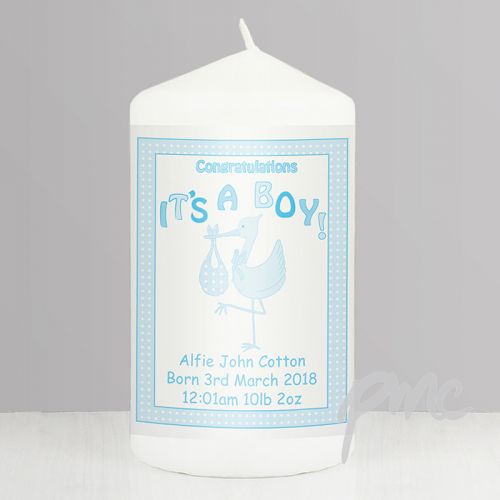 Personalised Stork It's a Boy Candle