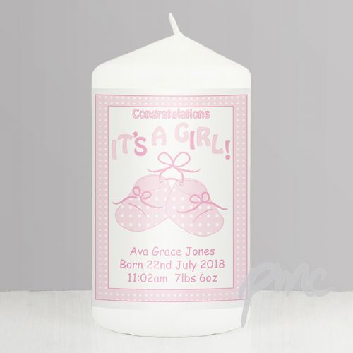 Personalised Bootee It's a Girl Candle