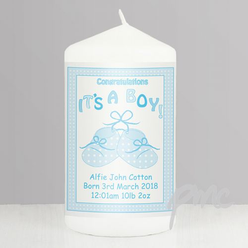 Personalised Bootee It's a Boy Candle