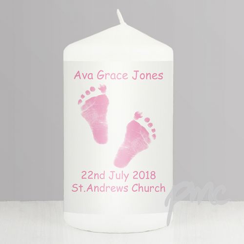 Personalised Pink Footprints Candle