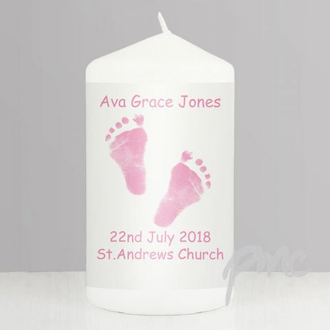 Personalised Pink Footprints Candle