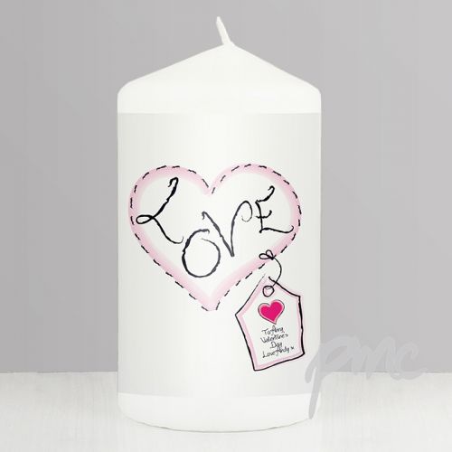 Personalised Heart Stitch Love Candle