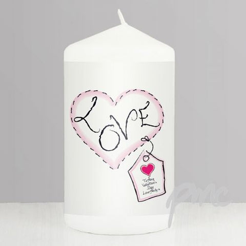 Personalised Heart Stitch Love Candle