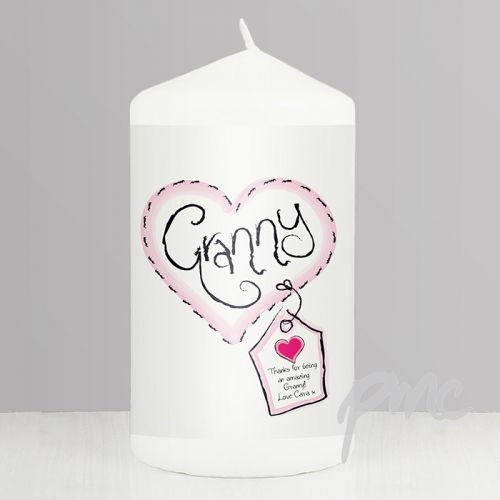 Personalised Granny Heart Stitch Candle