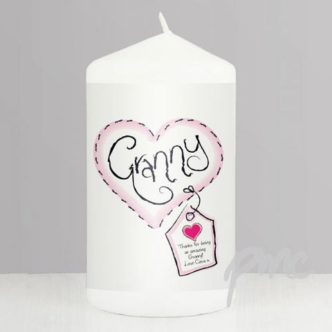 Personalised Granny Heart Stitch Candle