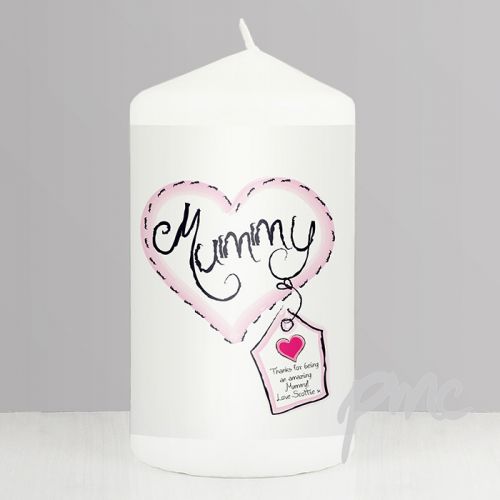 Personalised Heart Stitch Mummy Candle