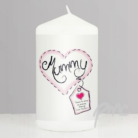 Personalised Heart Stitch Mummy Candle