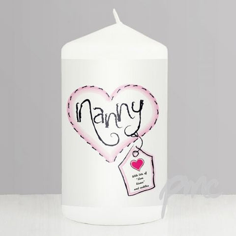 Personalised Heart Stitch Nanny Candle