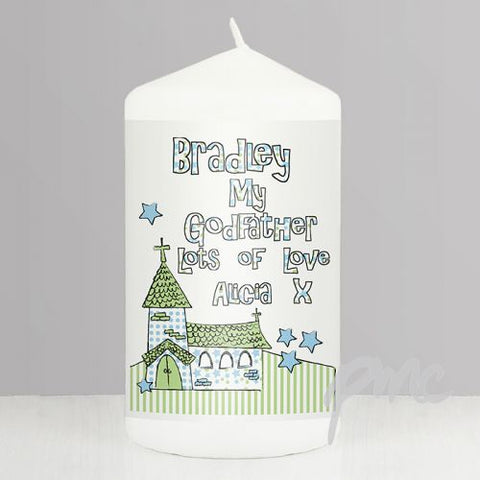 Personalised Whimsical Church Godfather Candle